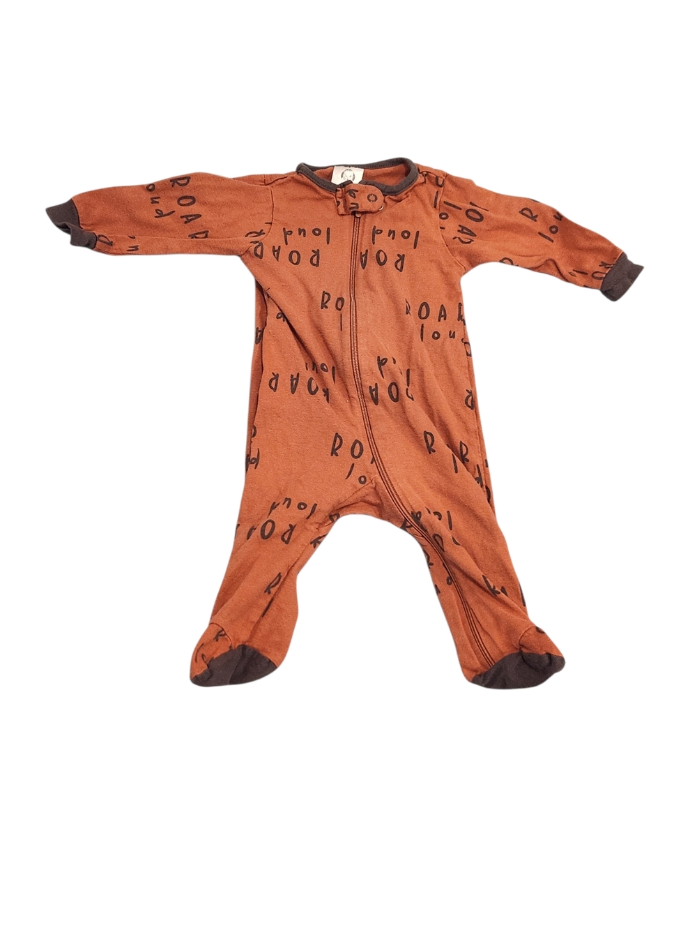 0-3 Month Gerber Orange One-Piece Footed Onesie with Dark Brown Trim
